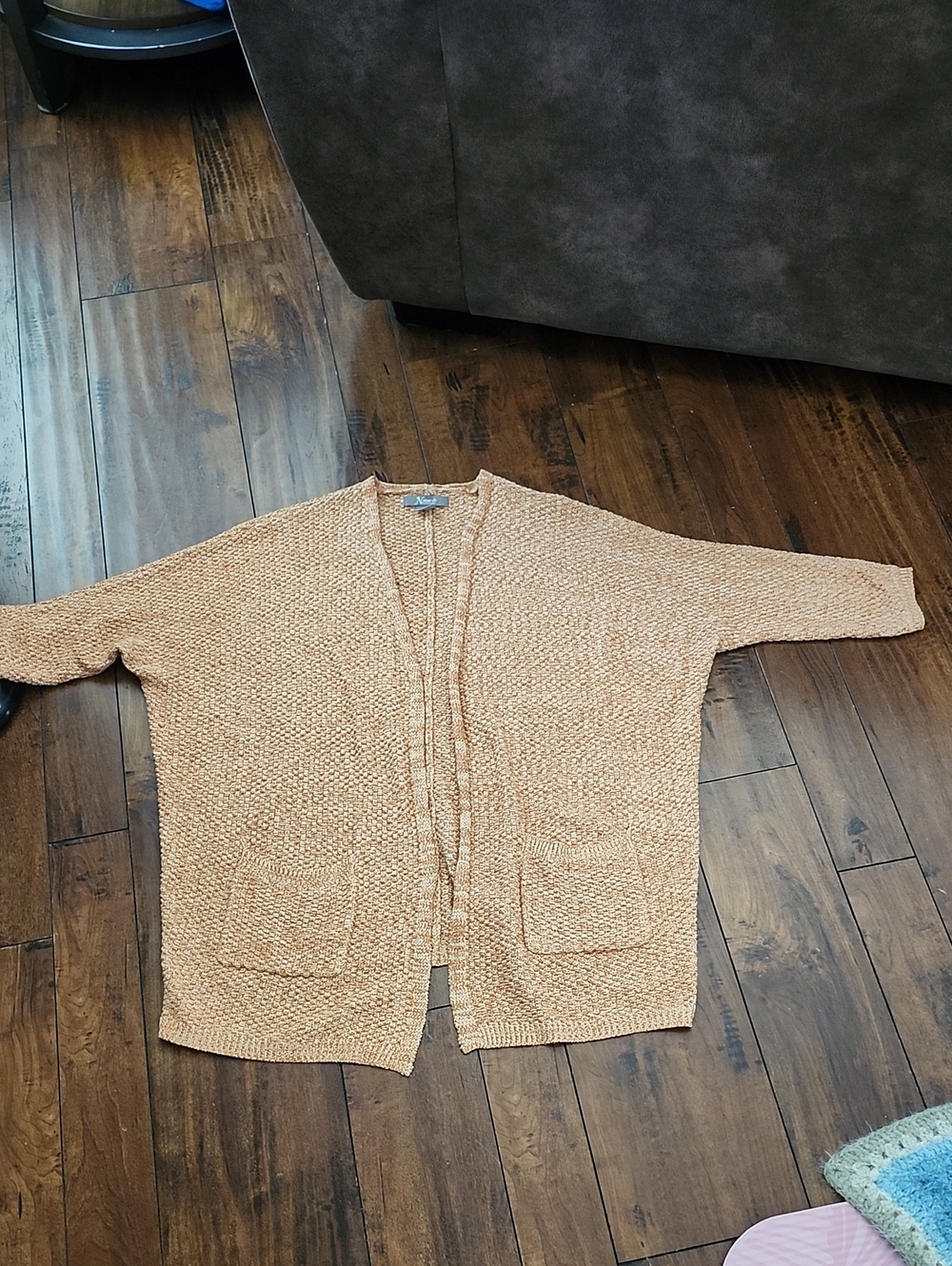 3/$15! Natural Reflections Size Small Marled Orange Knit Short Sleeve Cardigan